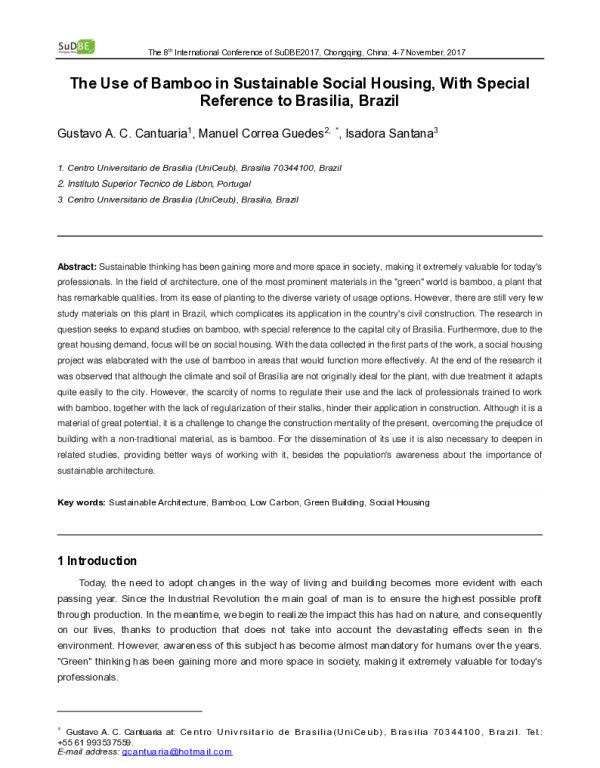 TheUseofBambooinSustainableSocialHousingWithSpecialReferencetoBrasiliaBrazil