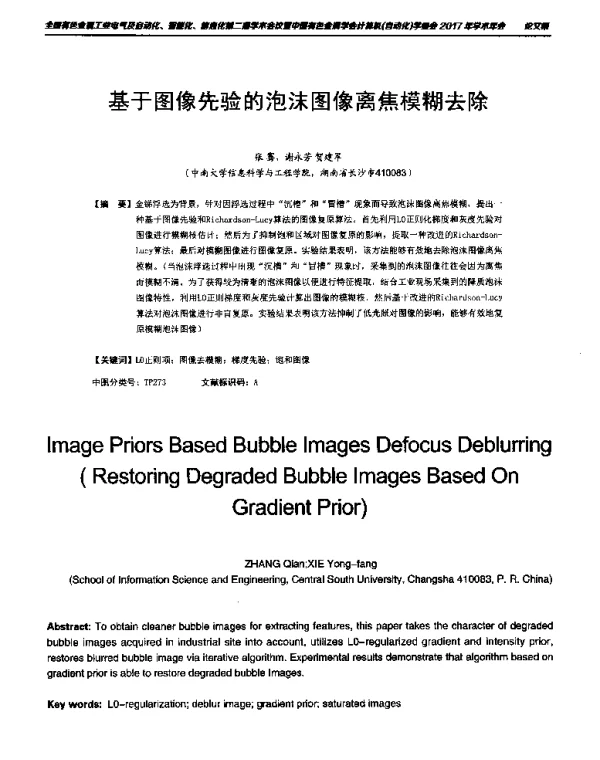 基于图像先验的泡沫图像离焦模糊去除