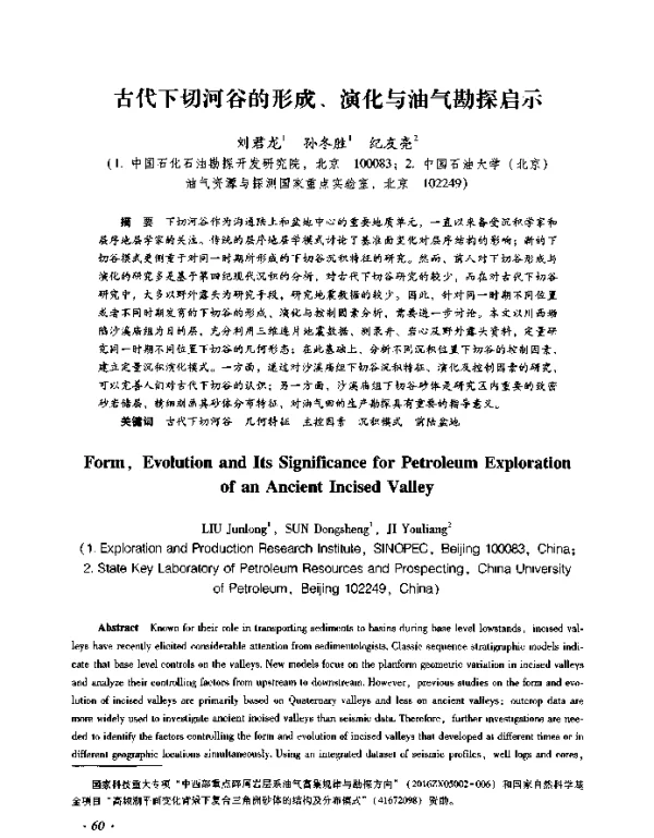 古代下切河谷的形成、演化与油气勘探启示