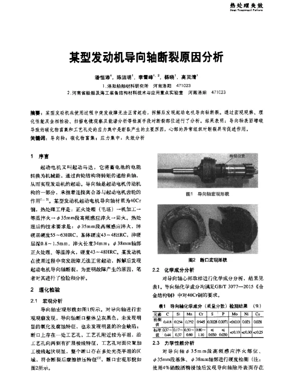 某型发动机导向轴断裂原因分析