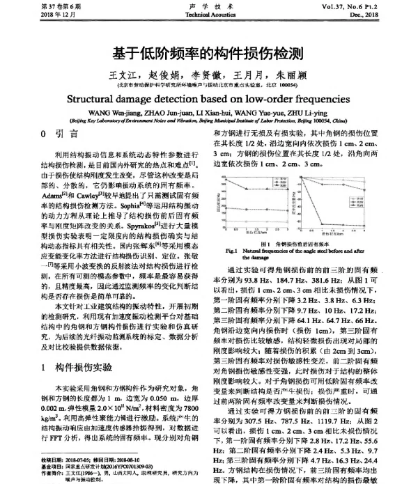 基于低阶频率的构件损伤检测