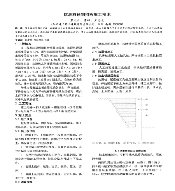 抗滑桩预制挡板施工技术