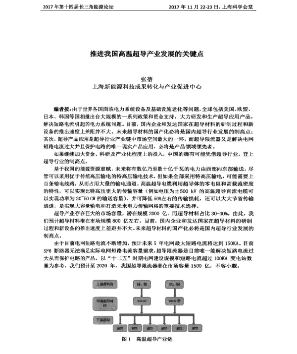 推进我国高温超导产业发展的关键点