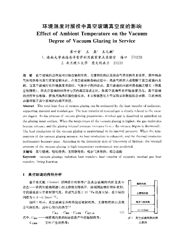 环境温度对服役中真空玻璃真空度的影响