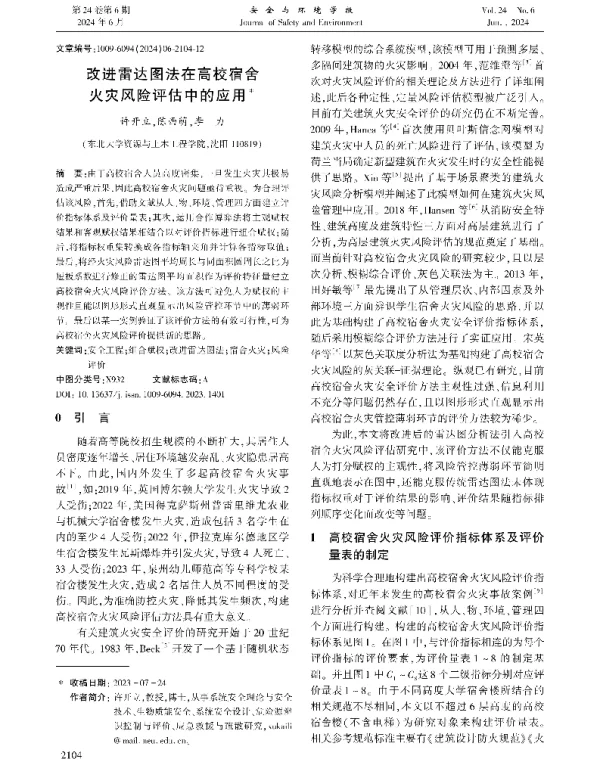 改进雷达图法在高校宿舍火灾风险评估中的应用
