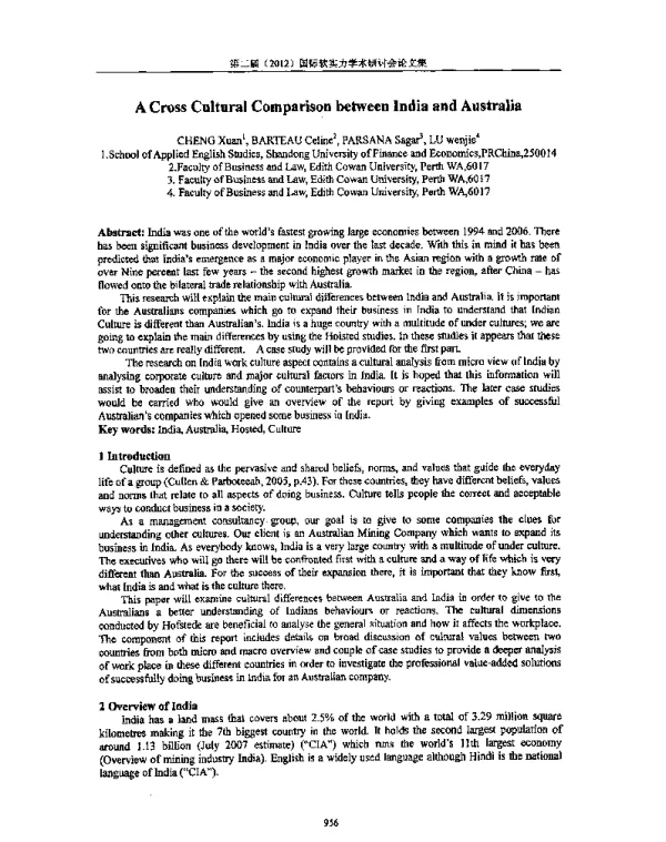 ACrossCulturalComparisonbetweenIndiaandAustralia