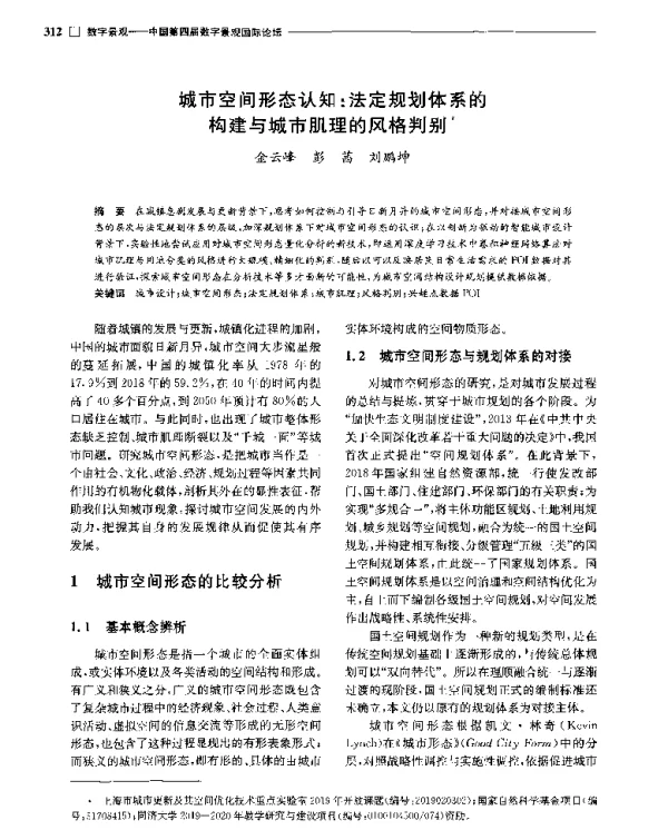 城市空间形态认知法定规划体系的构建与城市肌理的风格判别