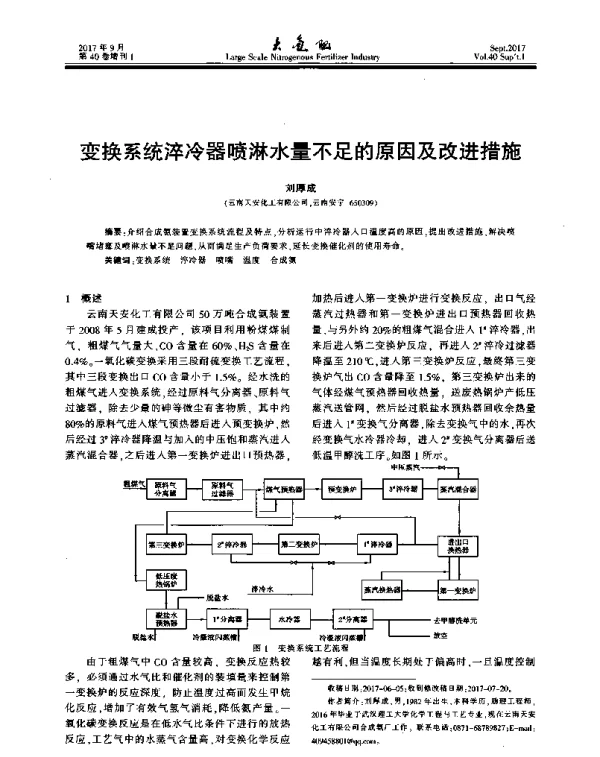 变换系统淬冷器喷淋水量不足的原因及改进措施