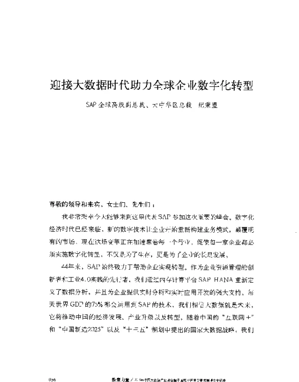 迎接大数据时代助力全球企业数字化转型