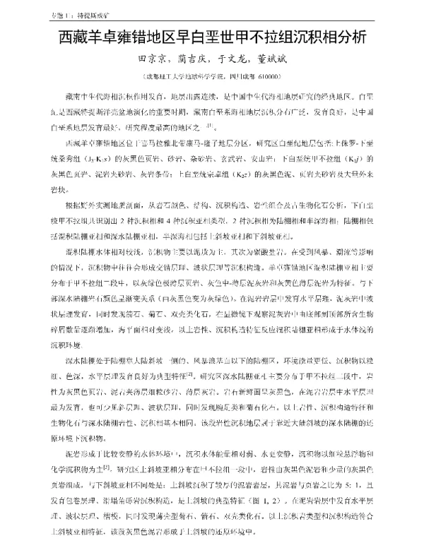 西藏羊卓雍错地区早白垩世甲不拉组沉积相分析