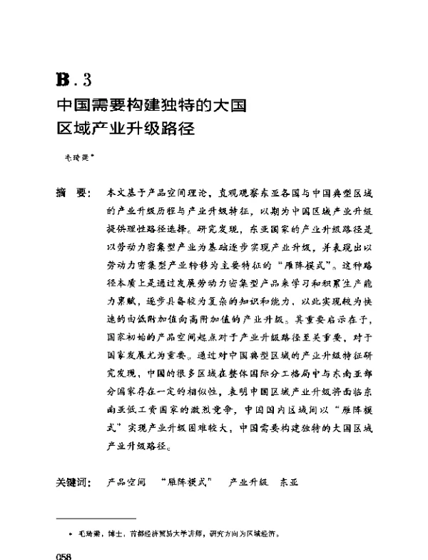 中国需要构建独特的大国区域产业升级路径