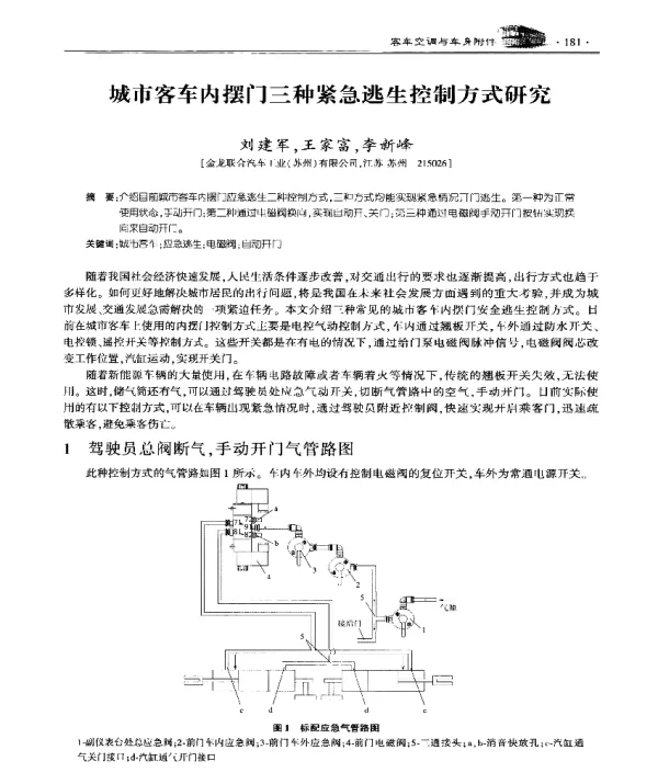 城市客车内摆门三种紧急逃生控制方式研究