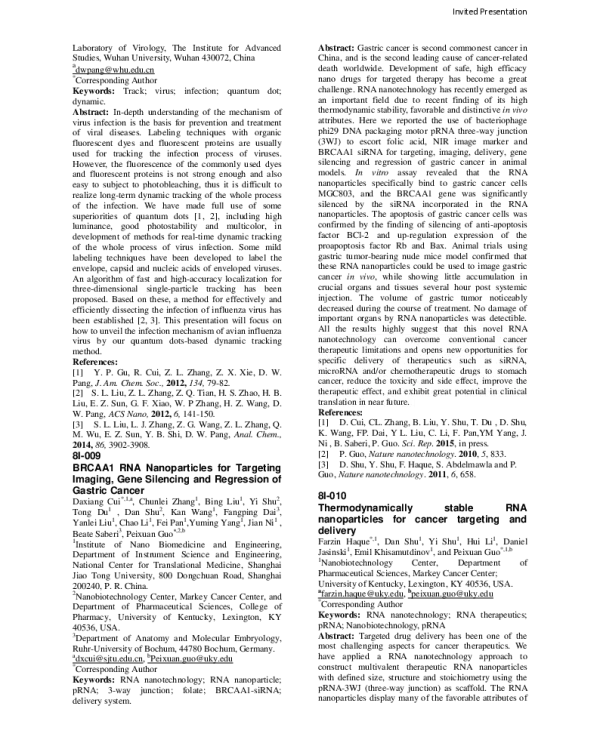 BRCAA1RNANanoparticlesforTargetingImagingGeneSilencingandRegressionofGastricCancer