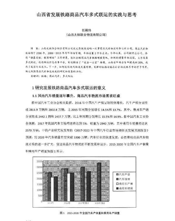 山西省发展铁路商品汽车多式联运的实践与思考