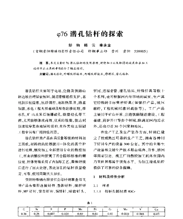cp76潜孔钻杆的探索