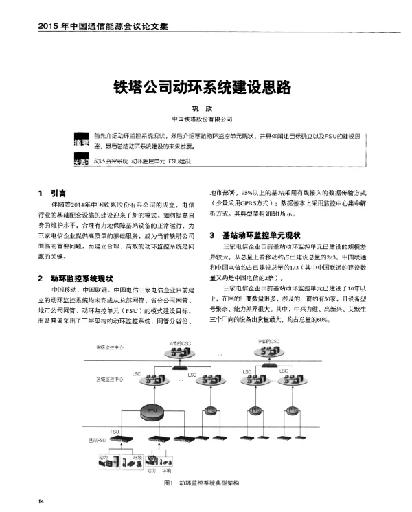 铁塔公司动环系统建设思路