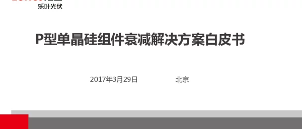 P型单晶硅组件衰减解决方案白皮书