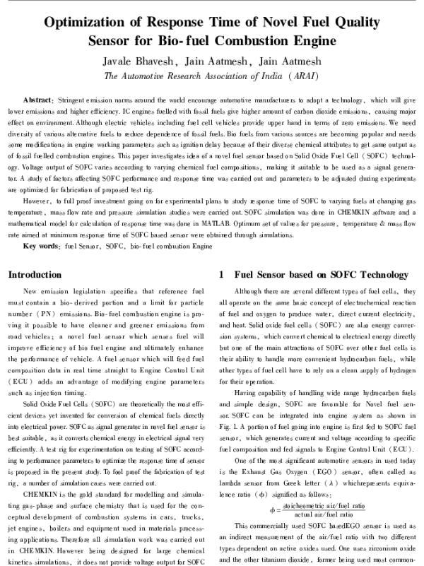 OptimizationofResponseTimeofNovelFuelQualitySensorforBio-fuelCombustionEngine