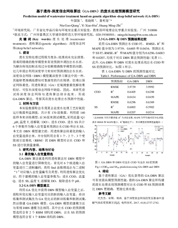 基于遗传深度信念网络算法(GADBN)的废水处理预测模型研究
