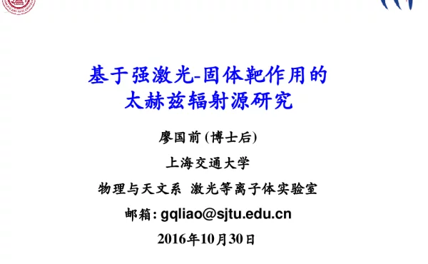 基于强激光-固体靶作用的太赫兹辐射源研究