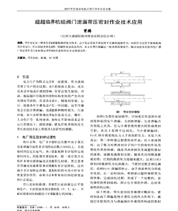 超超临界机组阀门泄漏带压密封作业技术应用