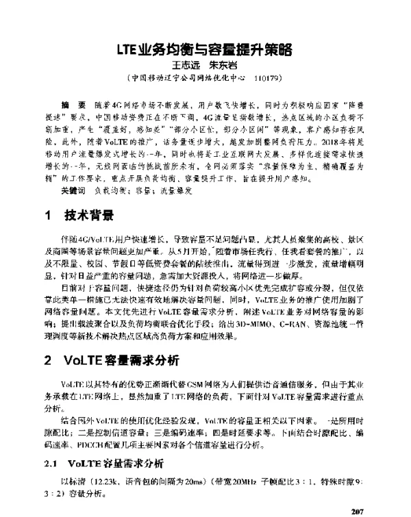 LTE业务均衡与容量提升策略