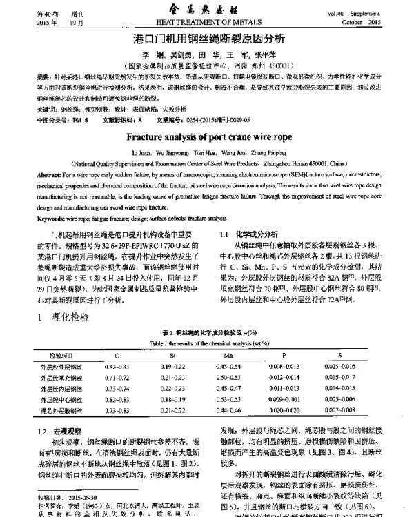 港口门机用钢丝绳断裂原因分析