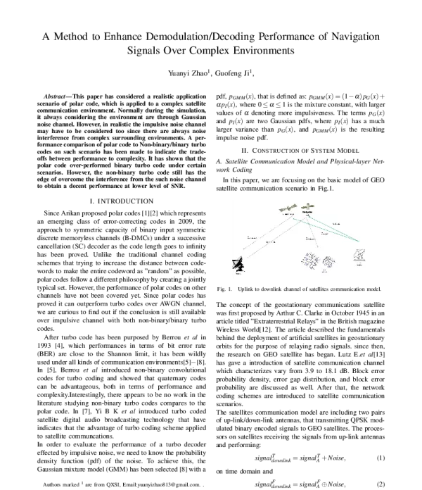 AMethodtoEnhanceDemodulationDecodingPerformanceofNavigationSignalsOverComplexEnvironments