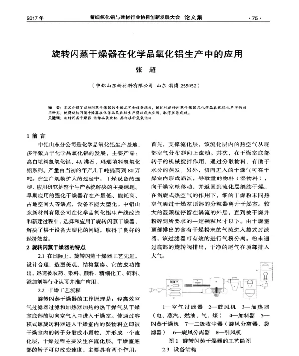 旋转闪蒸干燥器在化学品氧化铝生产中的应用