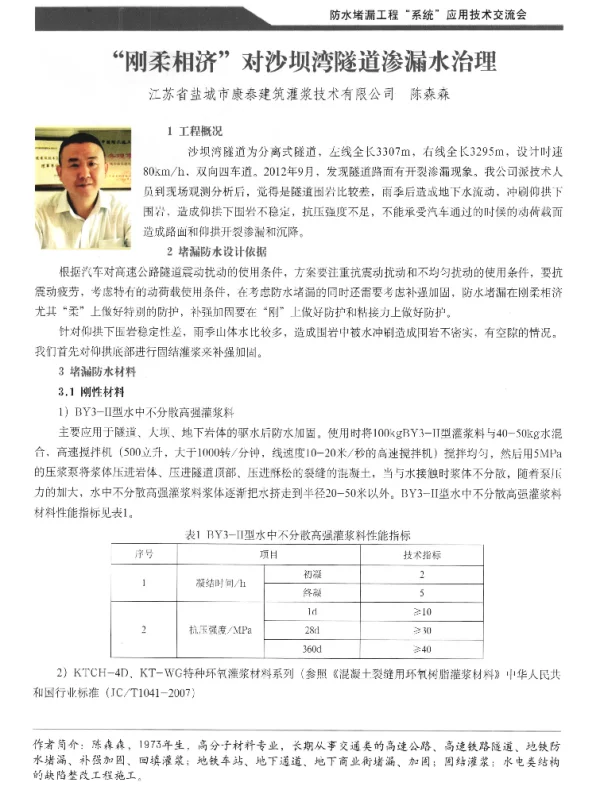 刚柔相济对沙坝湾隧道渗漏水治理