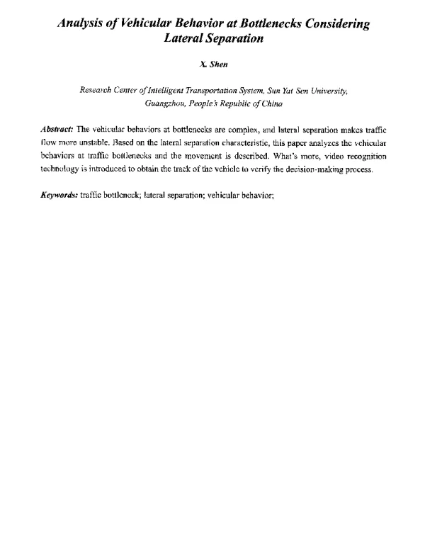 AnalysisofVehicularBehavioratBottlenecksConsideringLateralSeparation