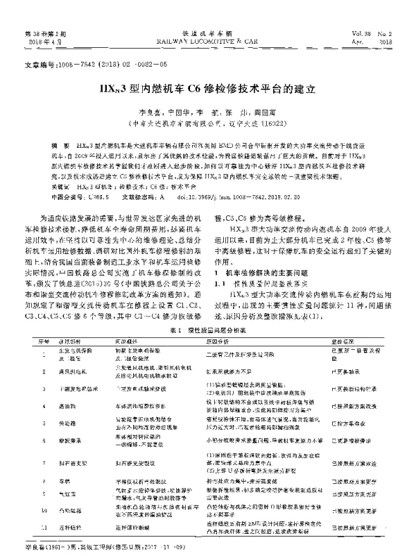 HXN3型内燃机车C6修检修技术平台的建立