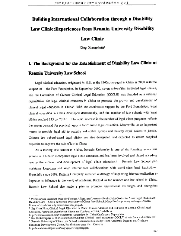 BuildingInternationalCollaborationthroughaDisabilityLawClinicExperiencesfromRenminUniversityDisabilityLawClinic