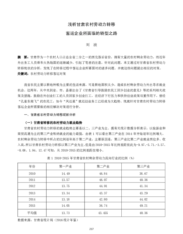 浅析甘肃农村劳动力转移客运企业所面临的转型之路