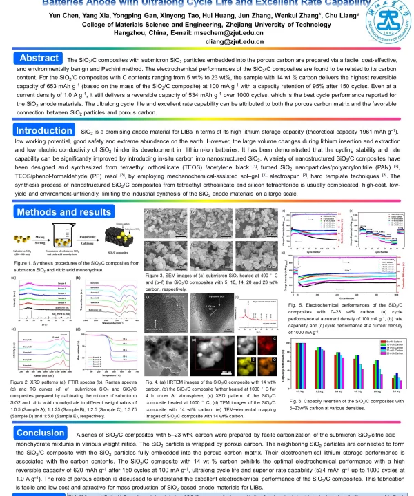EmbeddingSubmicronSiO2intoPorousCarbonasAdvancedLithium-ionBatteriesAnodewithUltralongCycleLifeandExcellentRateCapability