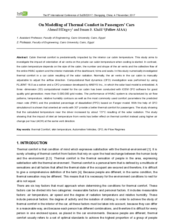OnModellingofThermalComfortinPassengersCars