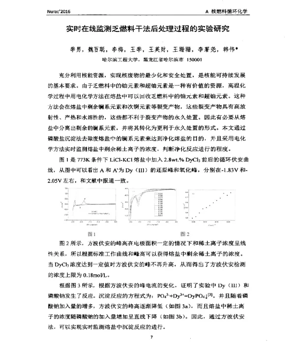 实时在线监测乏燃料干法后处理过程的实验研究