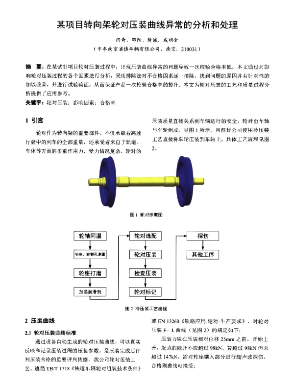 某项目转向架轮对压装曲线异常的分析和处理