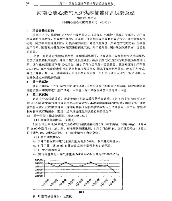 河南心连心造气入炉煤添加催化剂试验总结