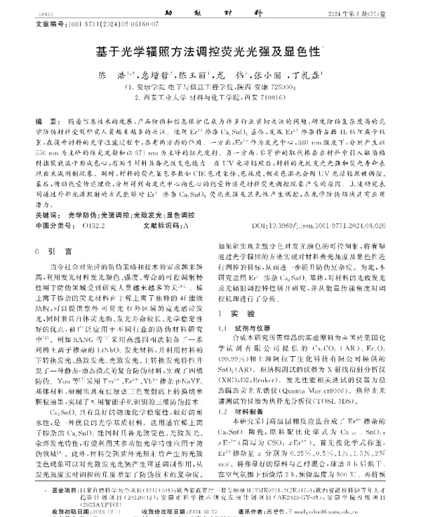 基于光学辐照方法调控荧光光强及显色性