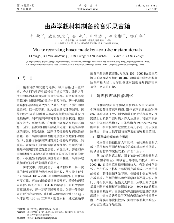 由声学超材料制备的音乐录音箱