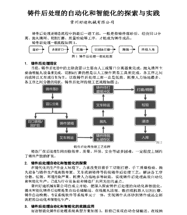 铸件后处理的自动化和智能化的探索与实践