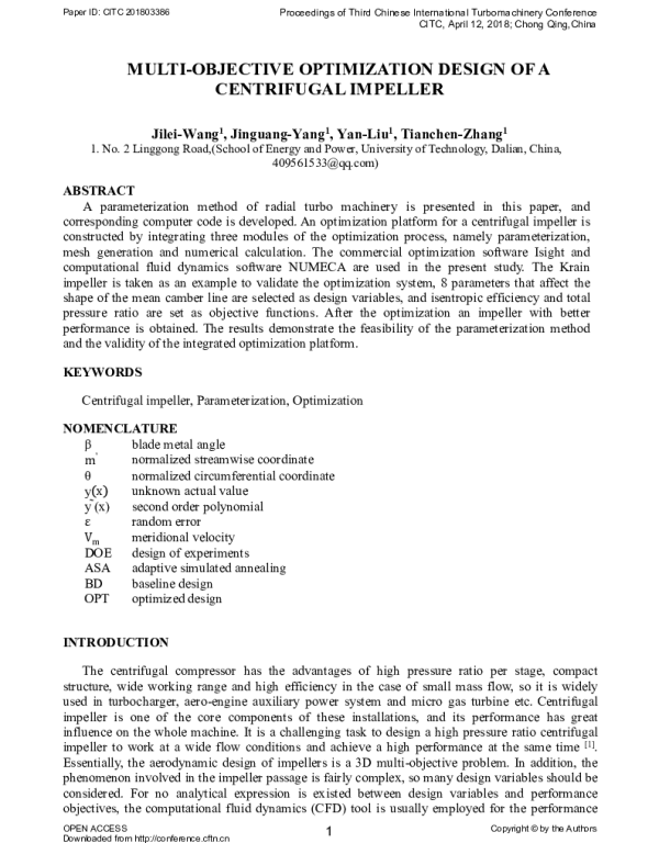 MULTI-OBJECTIVEOPTIMIZATIONDESIGNOFACENTRIFUGALIMPELLER
