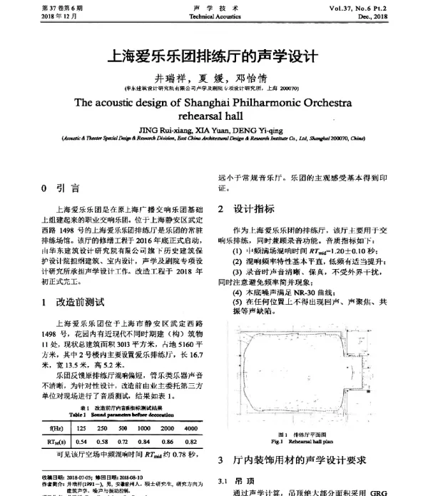 上海爱乐乐团排练厅的声学设计