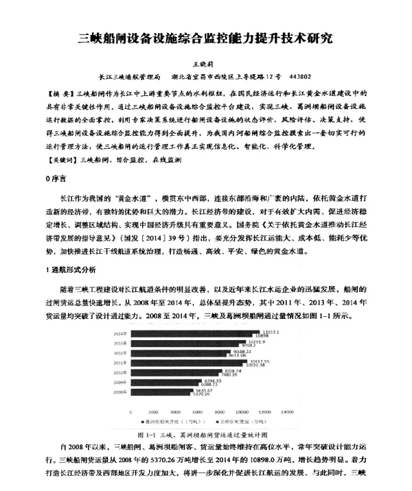 三峡船闸设备设施综合监控能力提升技术研究
