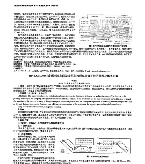 HNSAE19086浅析涂装车间过线前车与后车碰撞干涉的原因及解决方案