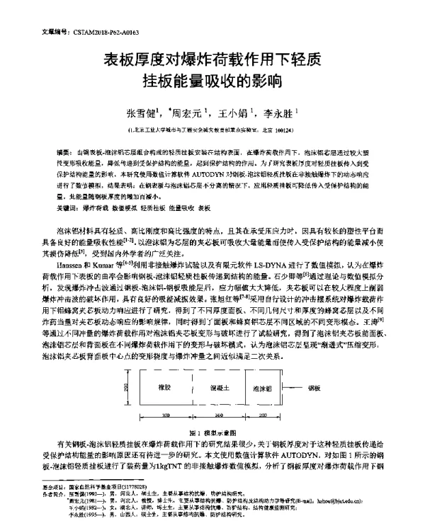 表板厚度对爆炸荷载作用下轻质挂板能量吸收的影响