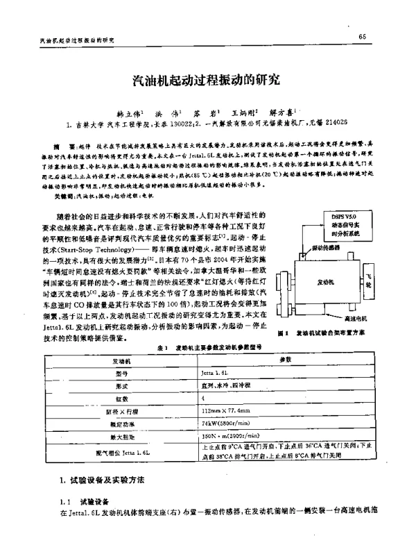 汽油机起动过程振动的研究