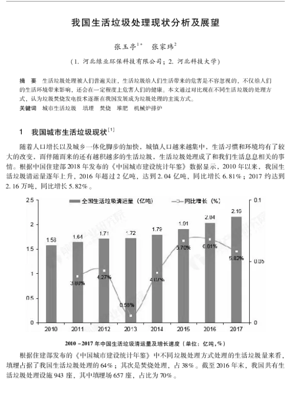 我国生活垃圾处理现状分析及展望
