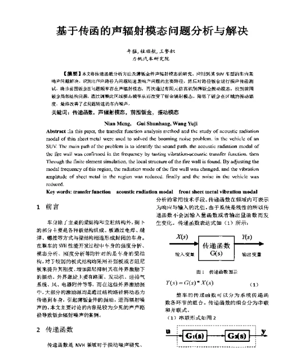 基于传函的声辐射模态问题分析与解决